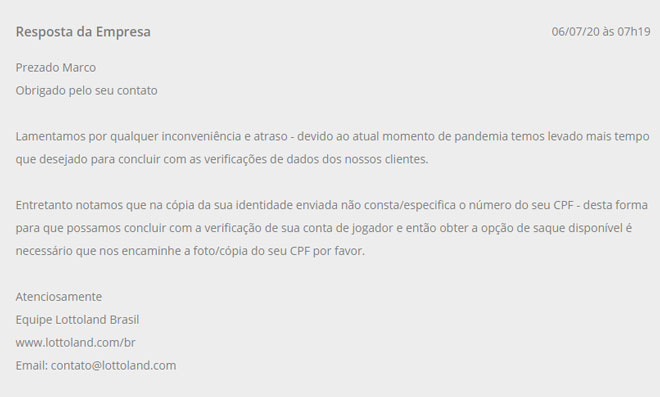 reclamações lottoland no brasil